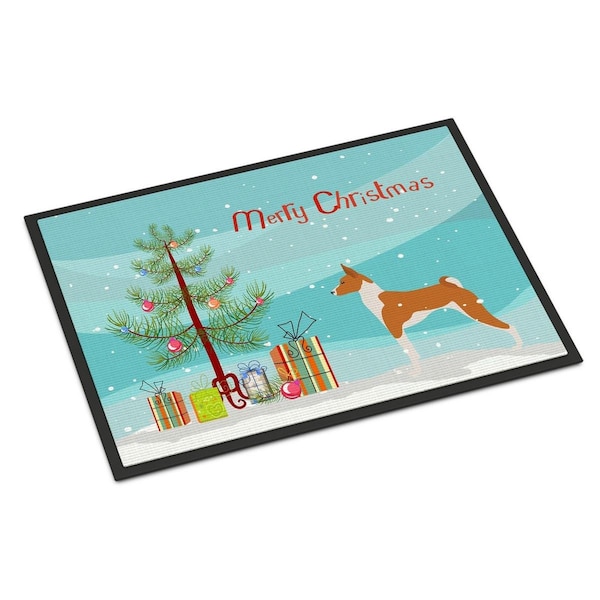 Carolines Treasures Basenji Merry Christmas Tree Indoor or Outdoor Mat 18x27 BB2992MAT - main